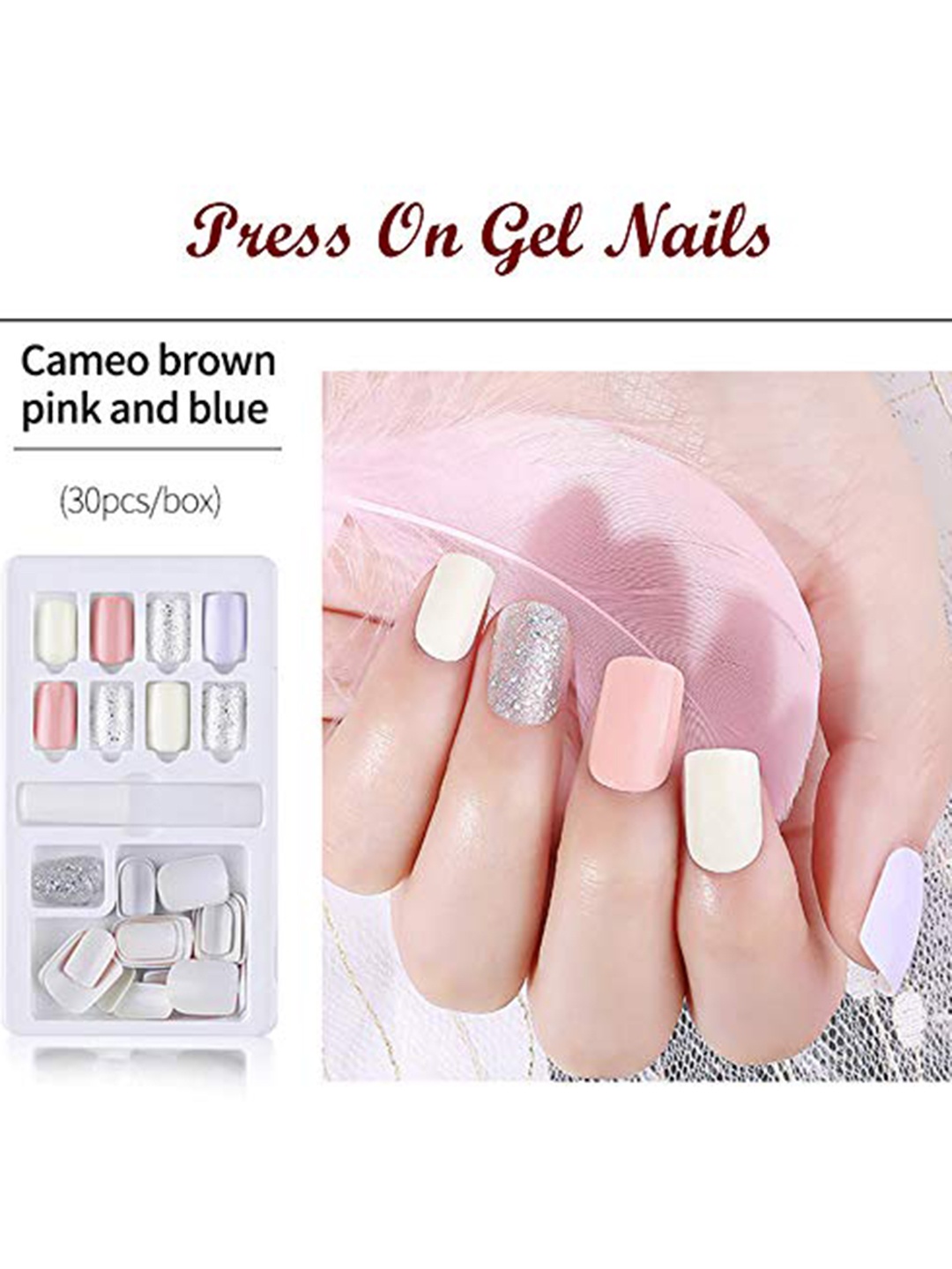 

Coslifestore 30 Pcs Press On Ready To Use Acrylic Gel Nails - Candy 04, Multi