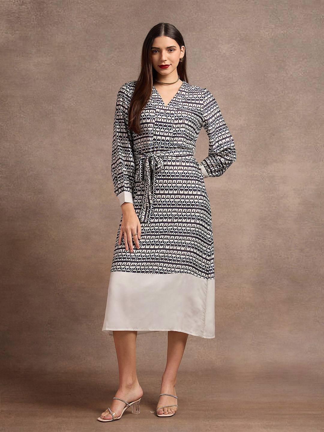 

U.S. Polo Assn. Women Print A-Line Midi Dress, Black