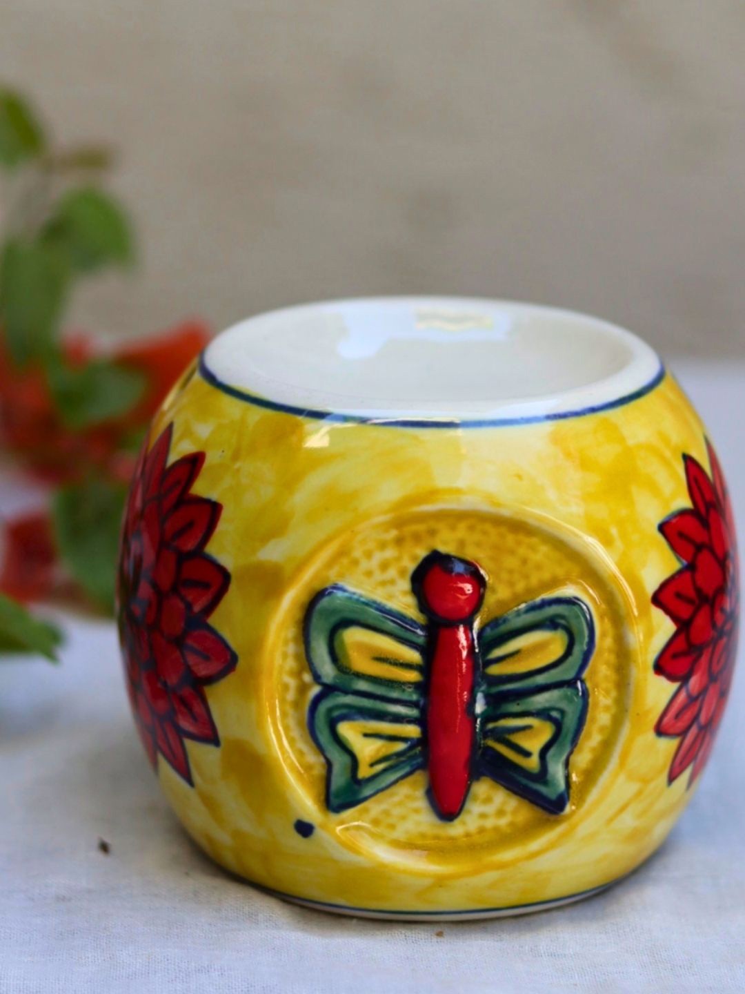 

WEAVING HOMES Yellow & Green Butterfly Tea Light Diffuser