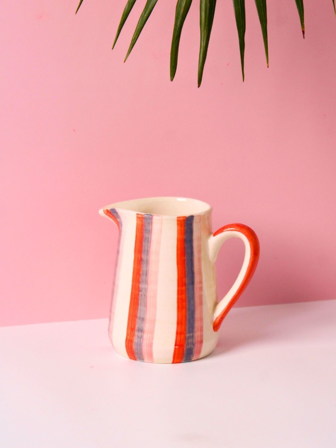 

WEAVING HOMES Pink & White Printed Ceramic Water Jugs