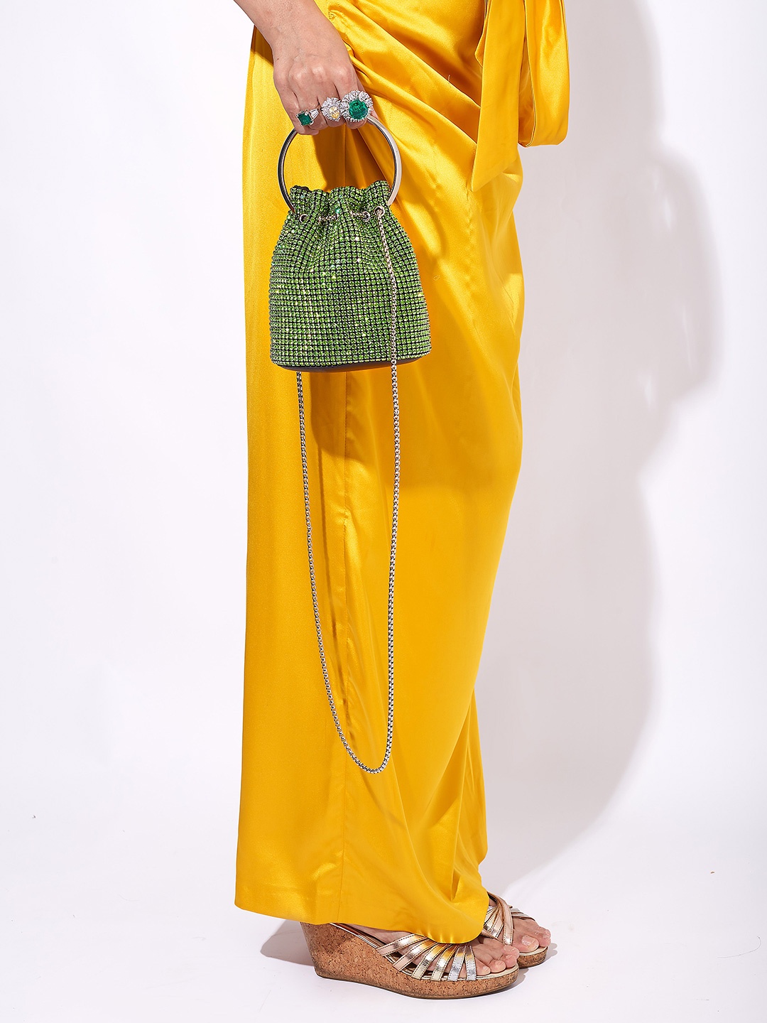 

Oddcat Rhinestone Encrusted Party Sling Bag, Green