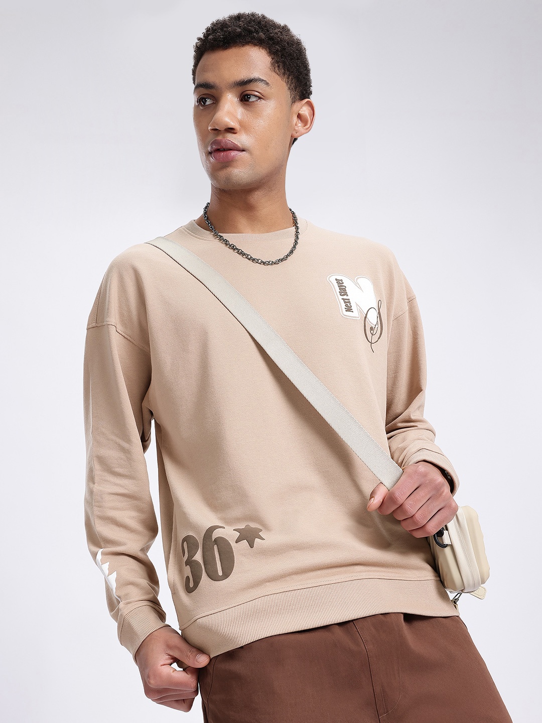 

Kook N Keech Vibe Check Placement Print Sweatshirt, Beige