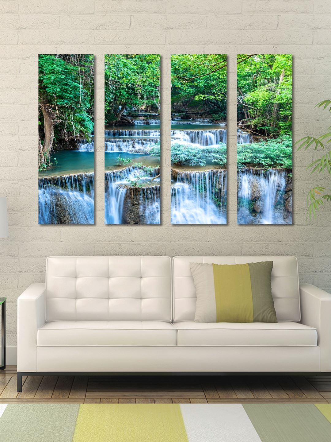 

999Store Multicoloured 4 Panel Water Fall Wall Art, Multi
