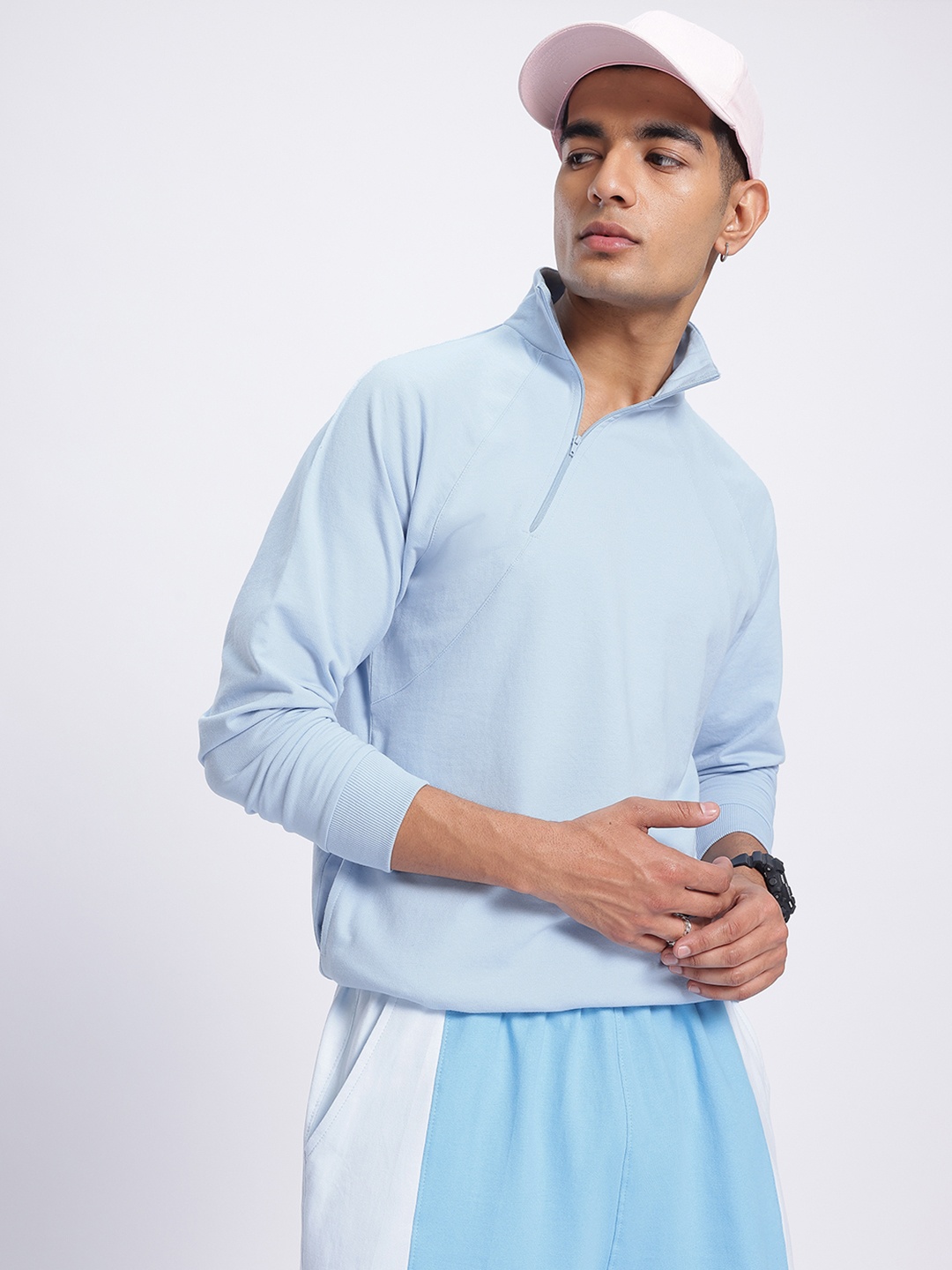 

Kook N Keech Half-Zipper Raglan Sleeves Sweatshirt, Blue