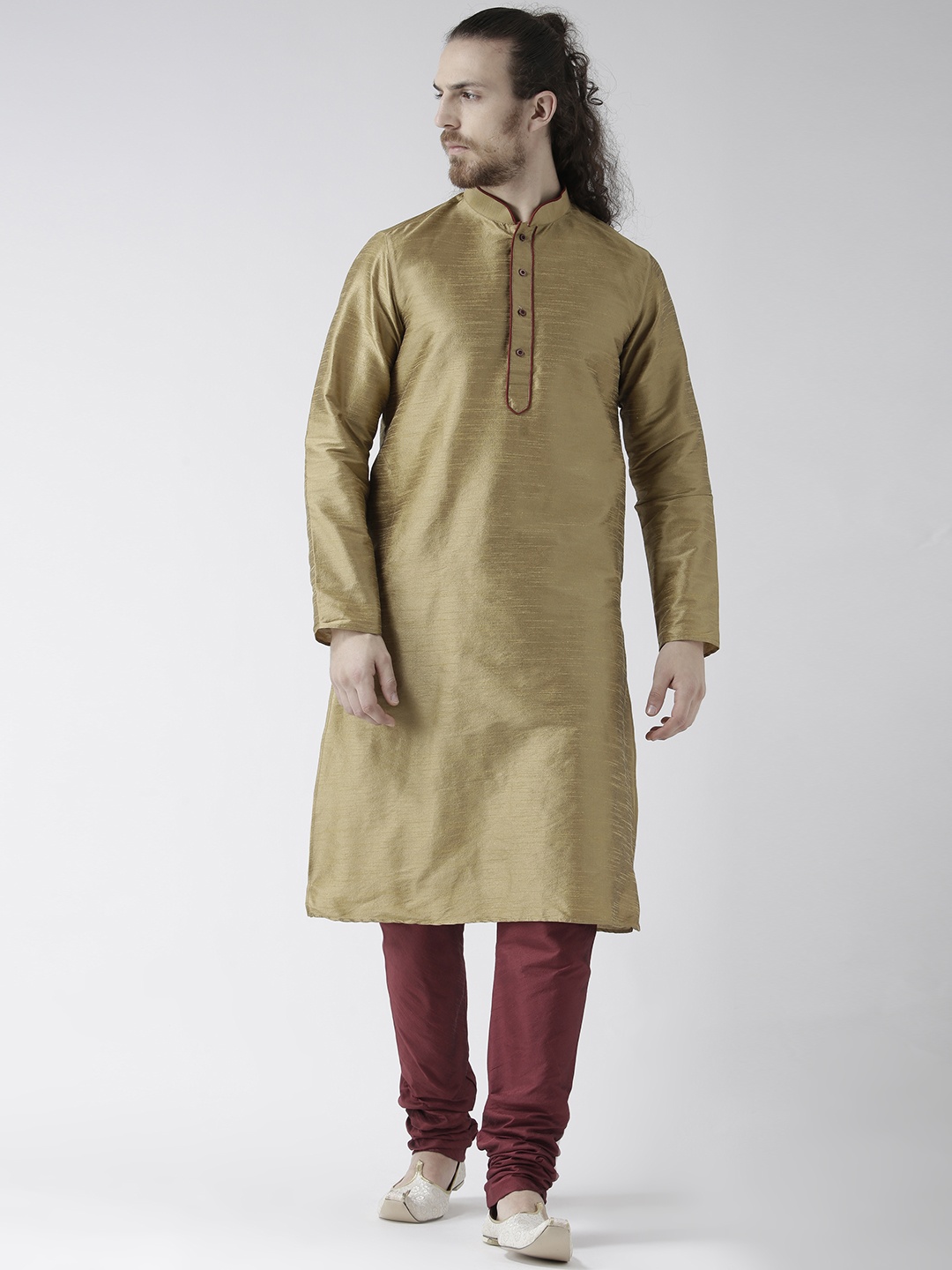 

DEYANN Men Brown Solid Straight Kurta