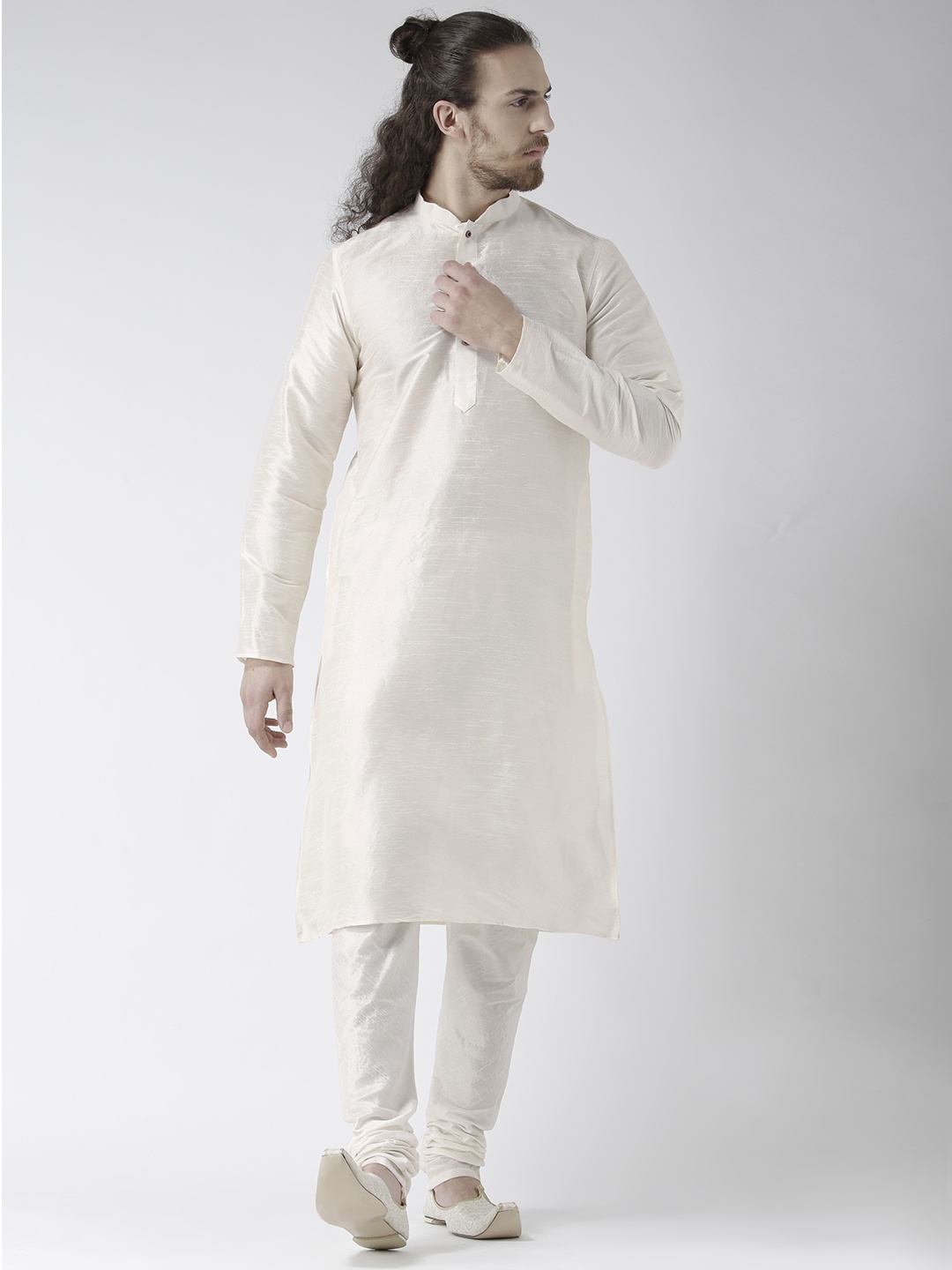 

DEYANN Men Off-White Solid Straight Kurta