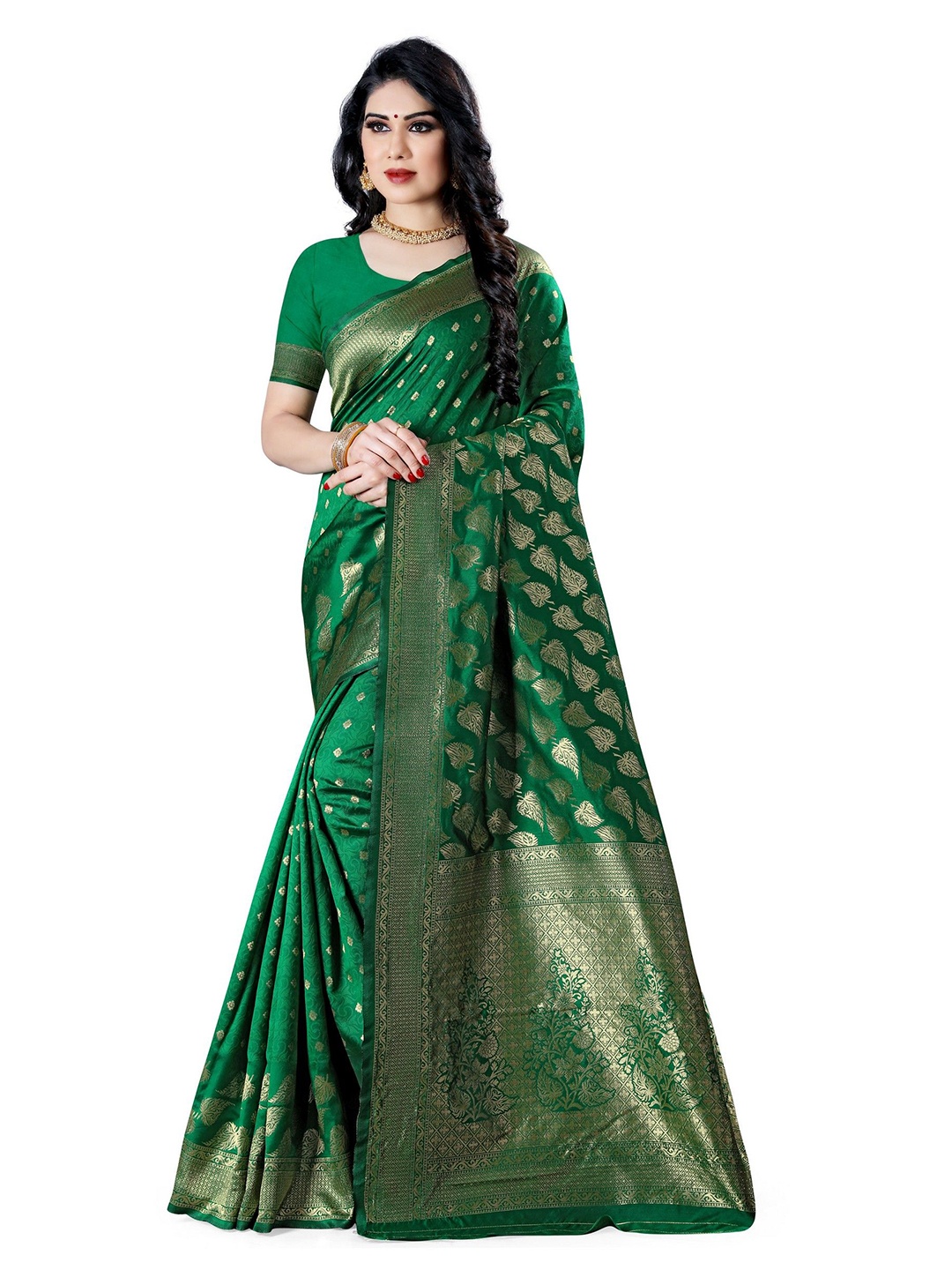 

EMV Woven Design Brocade Saree, Olive