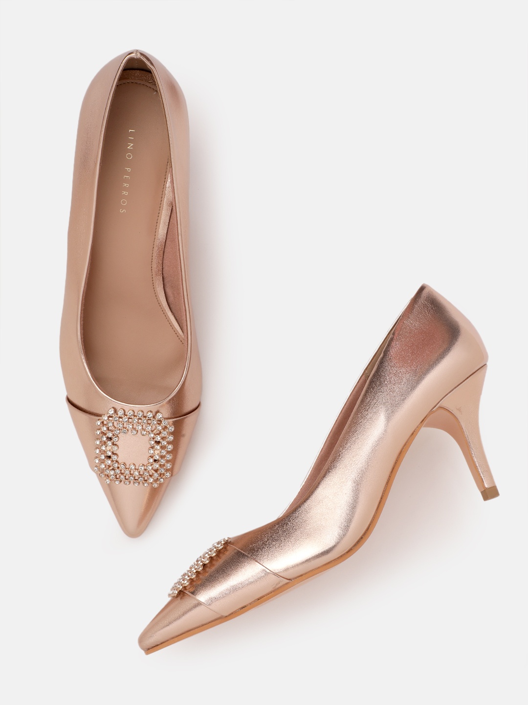 

Lino Perros Embellished Slim Heeled Pumps, Rose gold