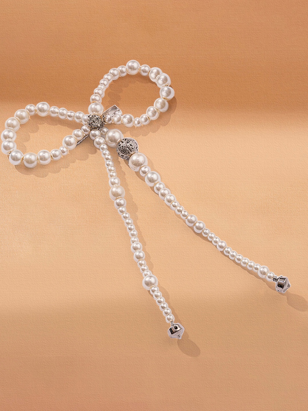 

HAIR DRAMA CO. Women Beaded Alligator Hair Clip, Off white
