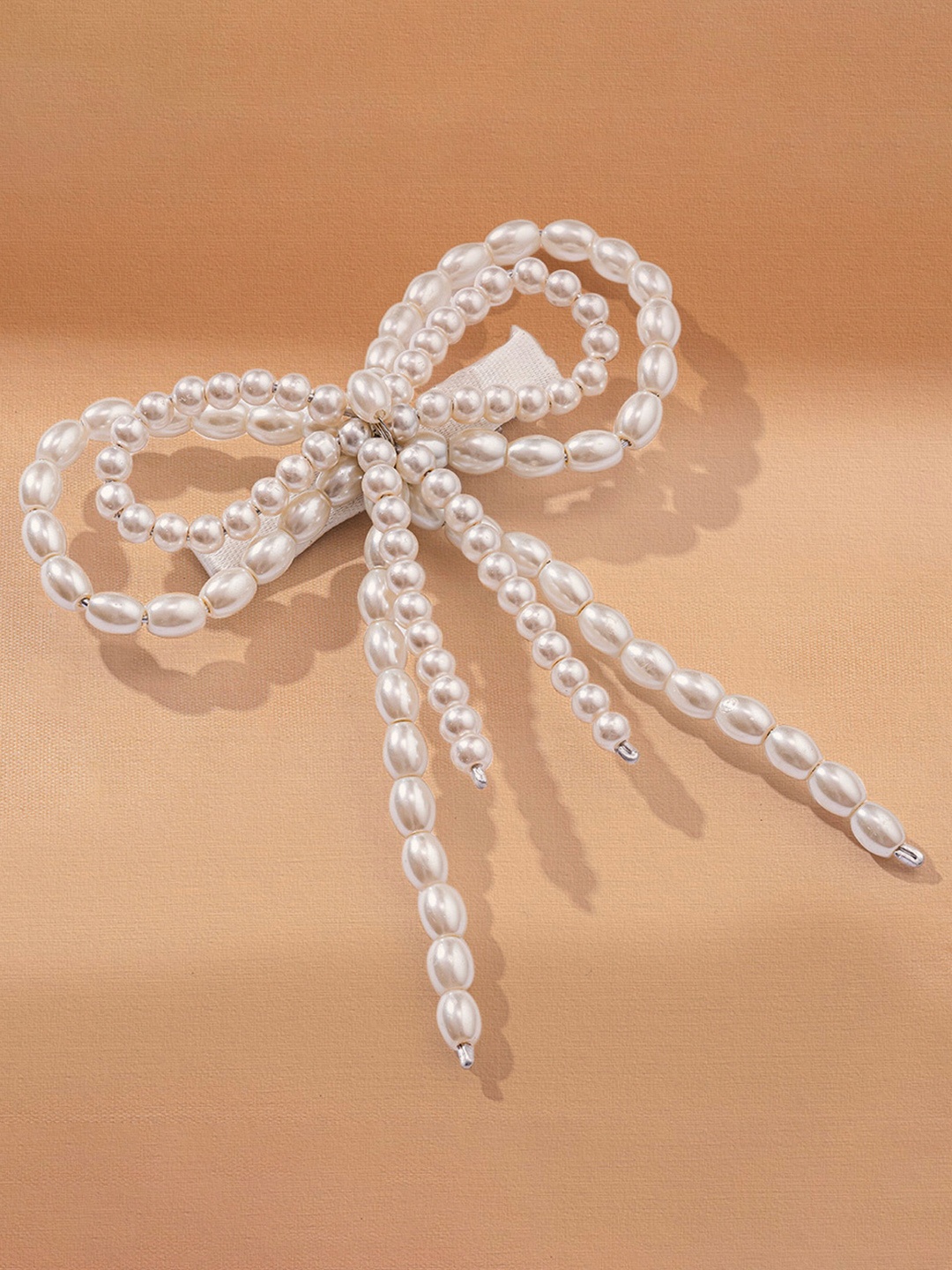 

HAIR DRAMA CO. Women Embellished Alligator Hair Clip, Off white