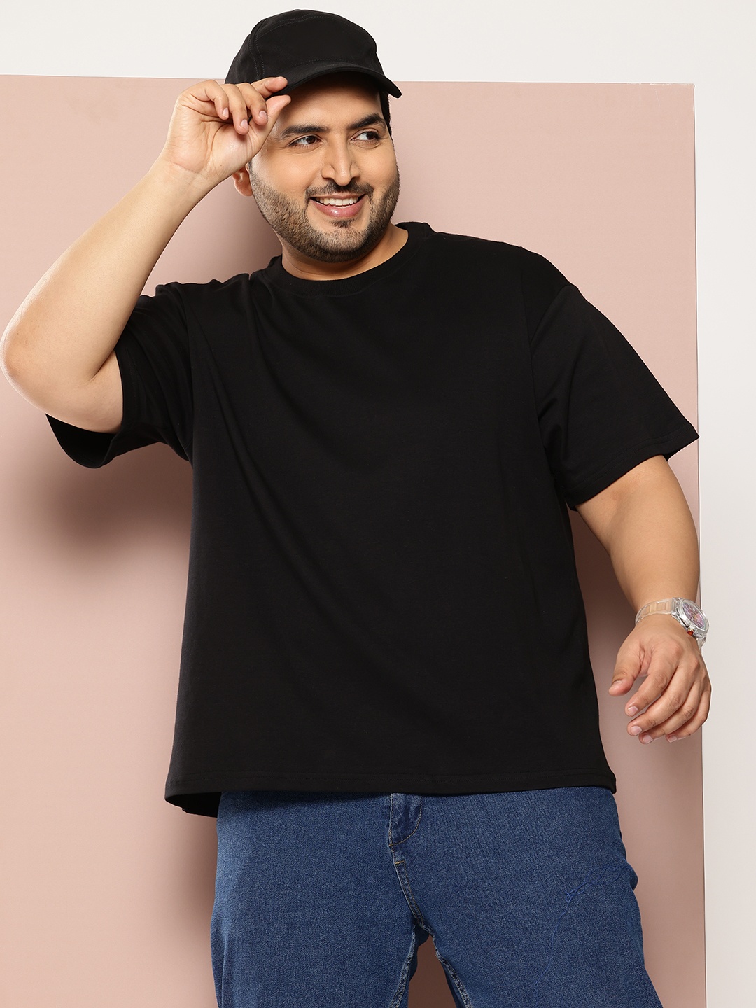

Sztori Drop-Shoulder Sleeves Pure Cotton Bio Finish Oversized T-shirt, Black