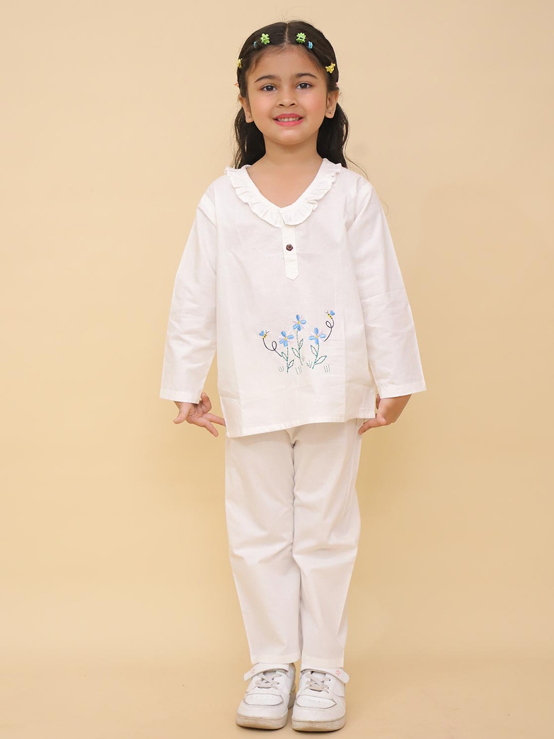 

LITTLE GINNIE Floral Printed Pure Cotton Clothing Set, White