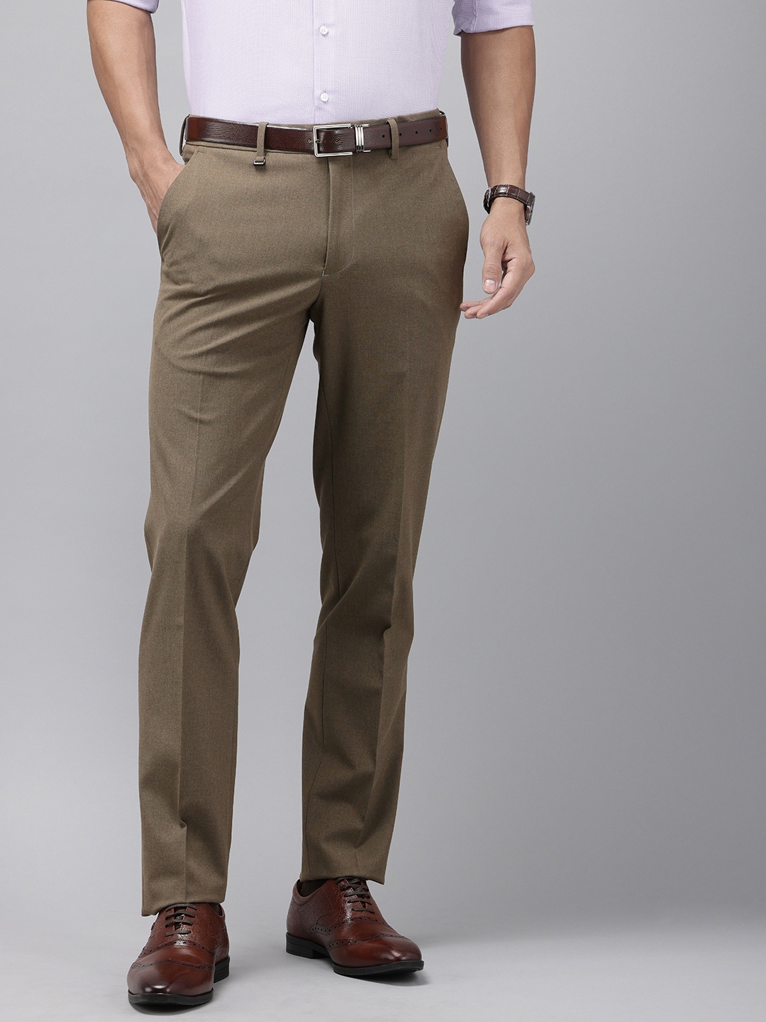 

Van Heusen Men Slim Fit Formal Trousers, Brown