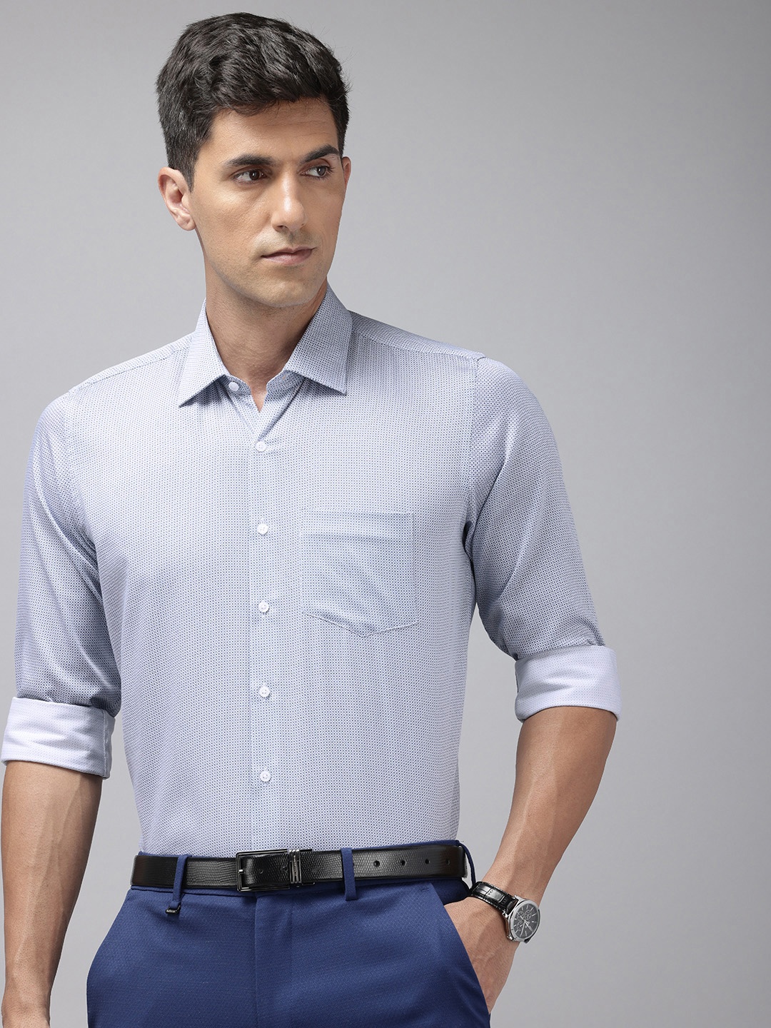 

Van Heusen Pure Cotton Slim Fit Opaque Printed Formal Shirt, White