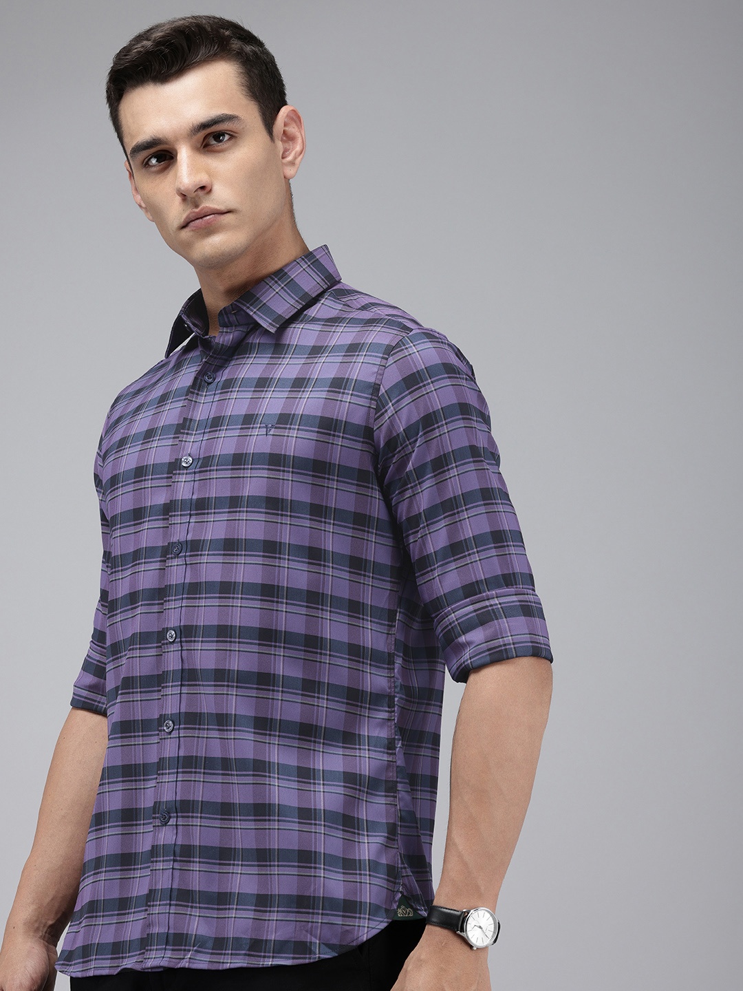 

Van Heusen Sport Slim Fit Checked Casual Shirt, Purple