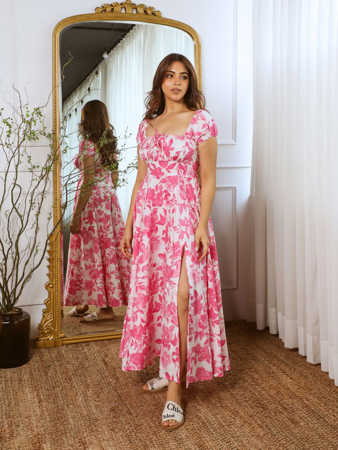 

Gulabae Floral Print Maxi Dress, Pink