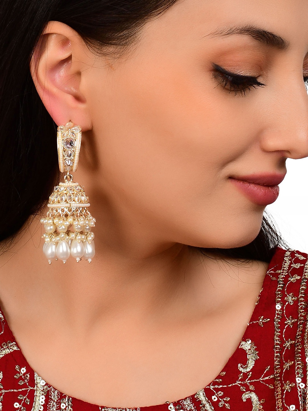 

GRLIE Beaded Dome Shaped Jhumkas, Gold