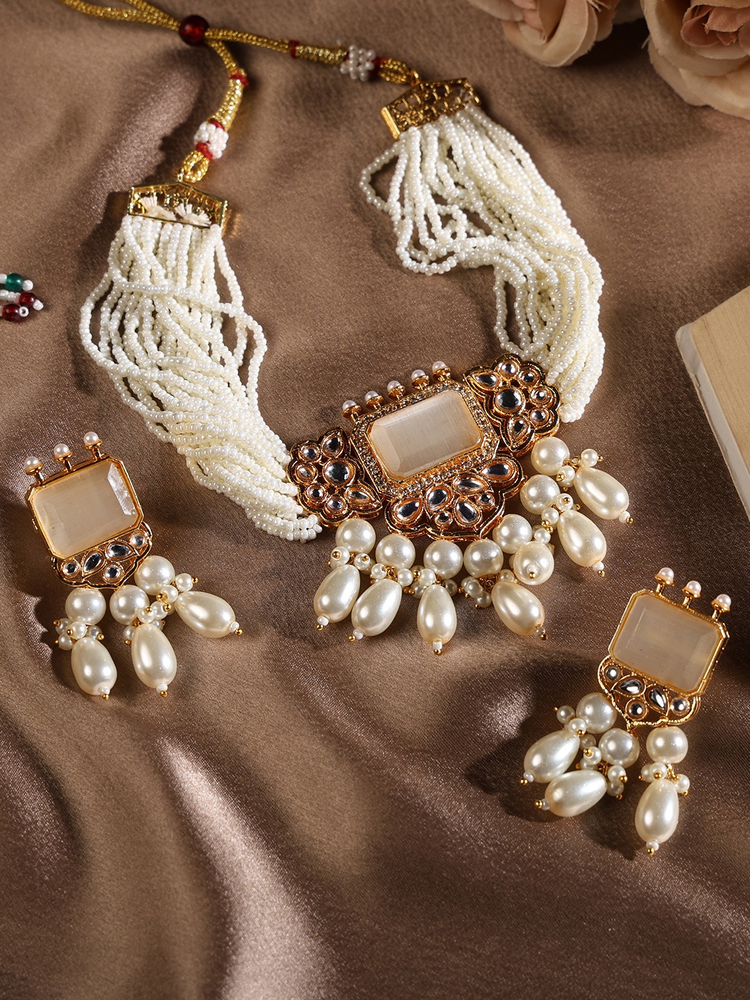 

VENI 18KT Gold-Plated Kundan Studded & Pearls Jewellery Set