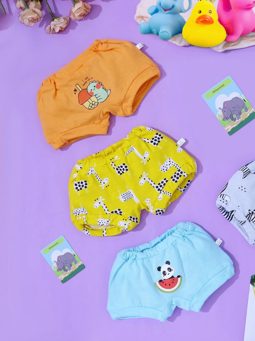 

Snugkins Kids Pack Of 3 Printed Pure Cotton Bloomers SK13-BLMR-SZ7-4-5Y-PK3, Orange