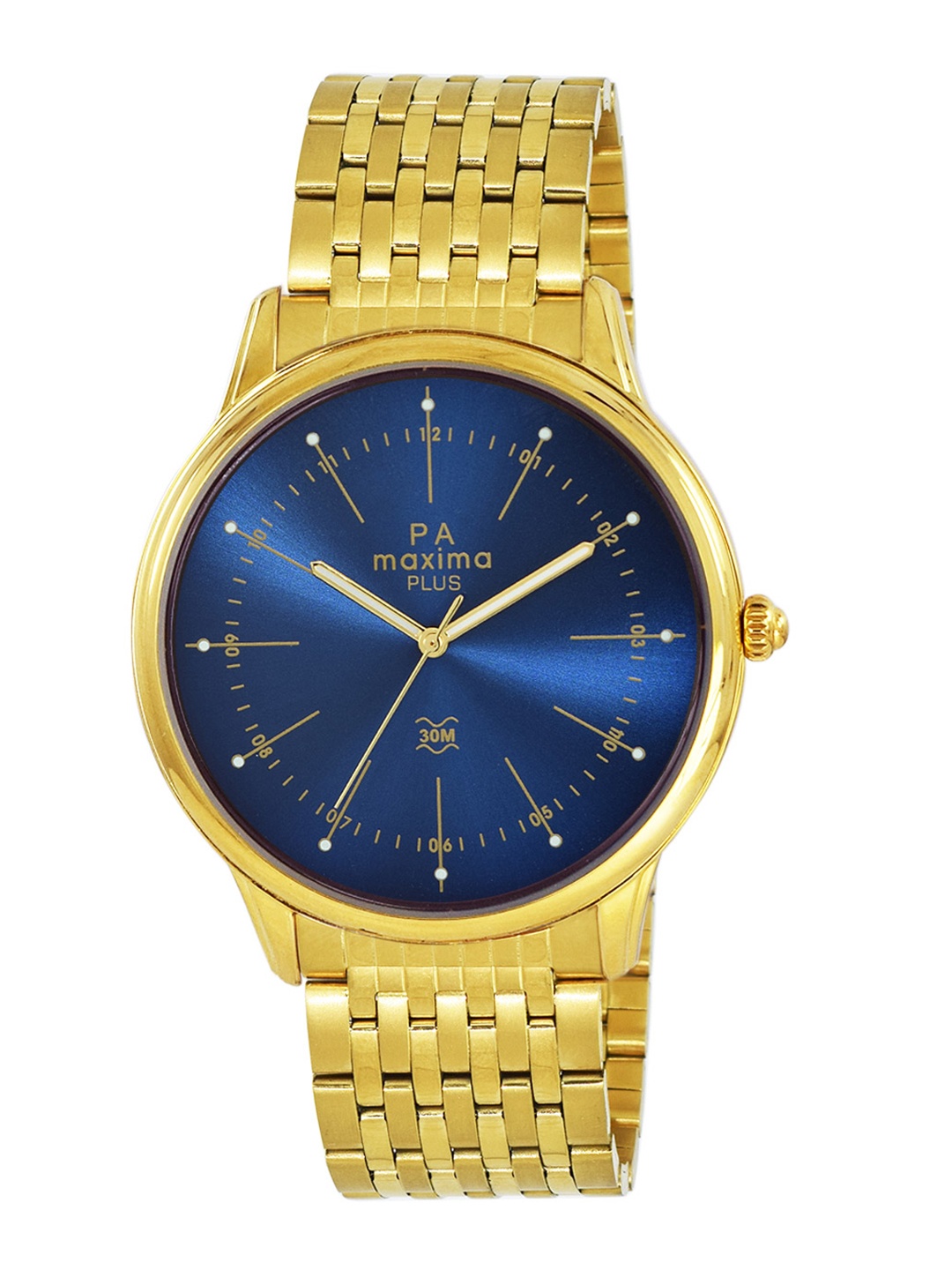 

maxima Men Gold Bracelet Style Analogue Watch 56872CAGY, Blue