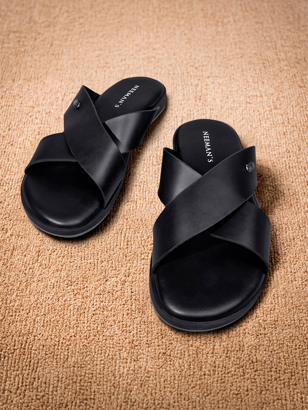 

NEEMANS Men PU Comfort Sandals, Black