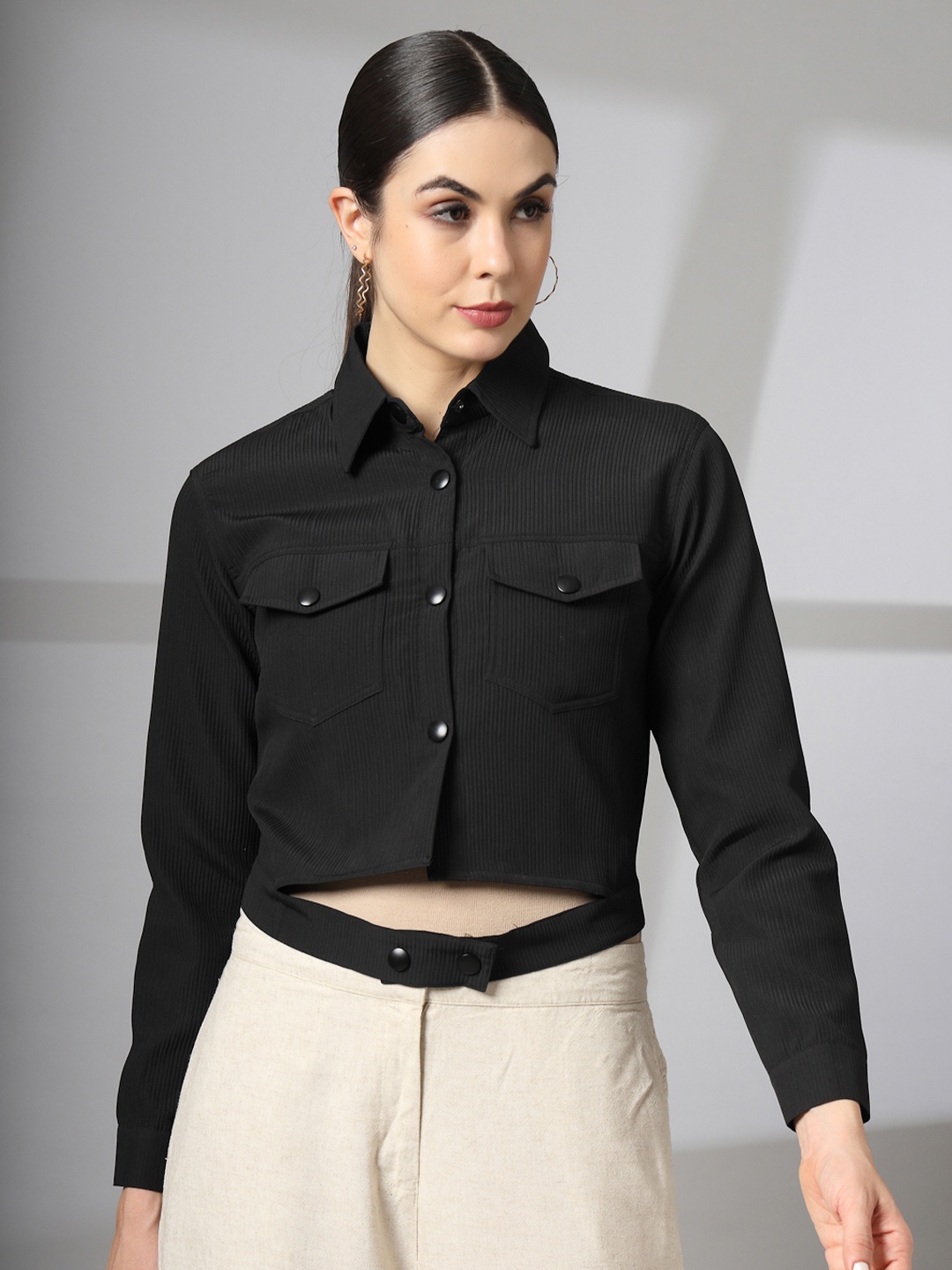

CHKOKKO Women Solid Tailored Jacket, Black