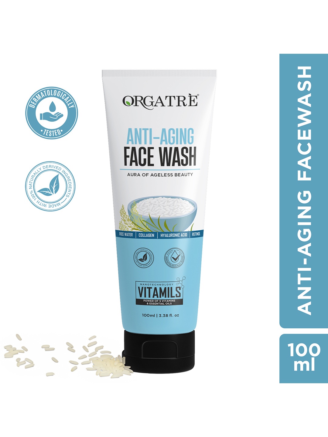 

Orgatre Anti Aging Face Wash With Rice Water-100ml, White