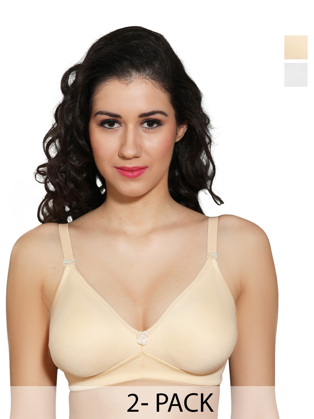 

INGRID Women Everyday Non Padded Adjustable Straps Cotton Tshirt Style Bras, Nude