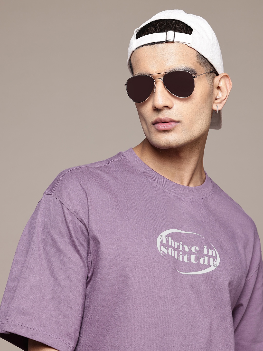 

Roadster The Lifestyle Co. Pure Cotton Typography Printed Relaxed Fit T-shirt, Lavender