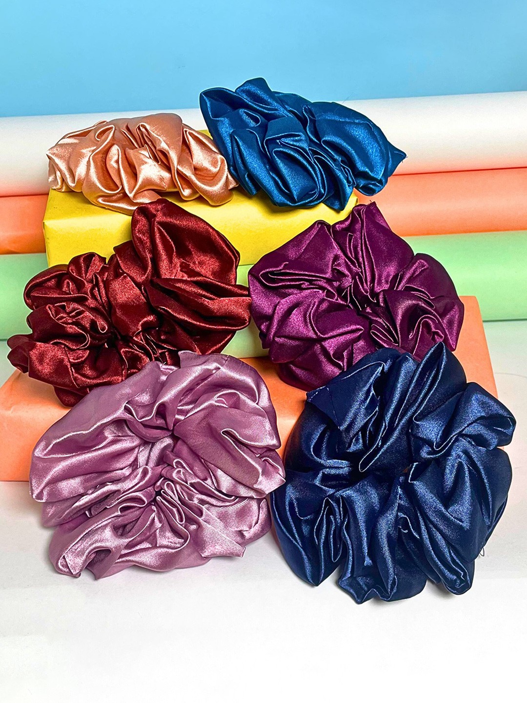 

MANSIYAORANGE Women Set of 6 Scruncie Ponytail Holders, Blue