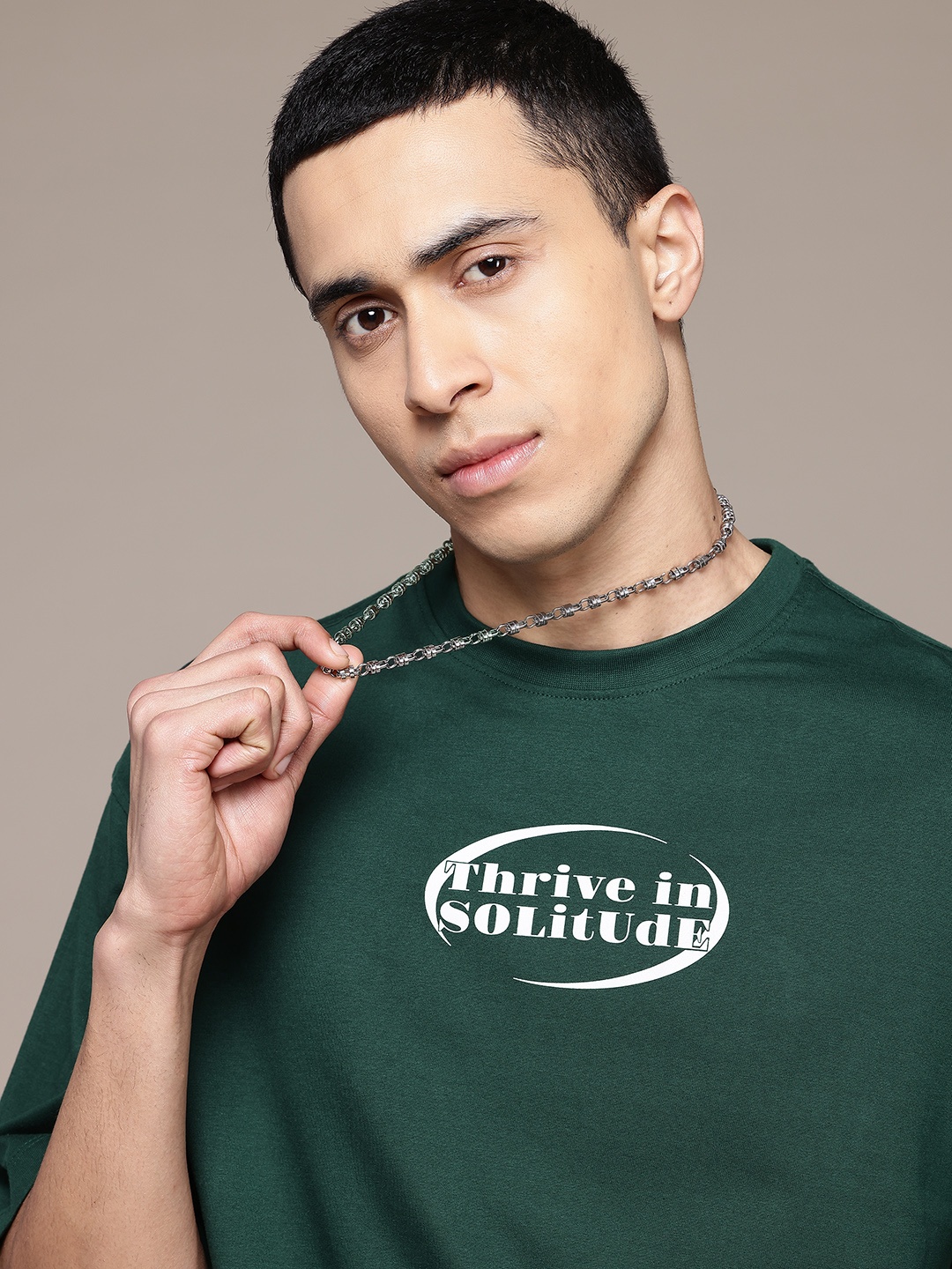

Roadster The Lifestyle Co. Pure Cotton Typography Printed Relaxed Fit T-shirt, Green