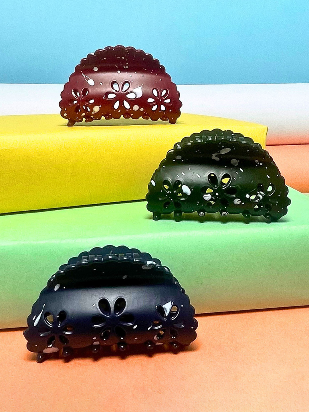 

MANSIYAORANGE Girls Set of 3 Claw Clips, Green