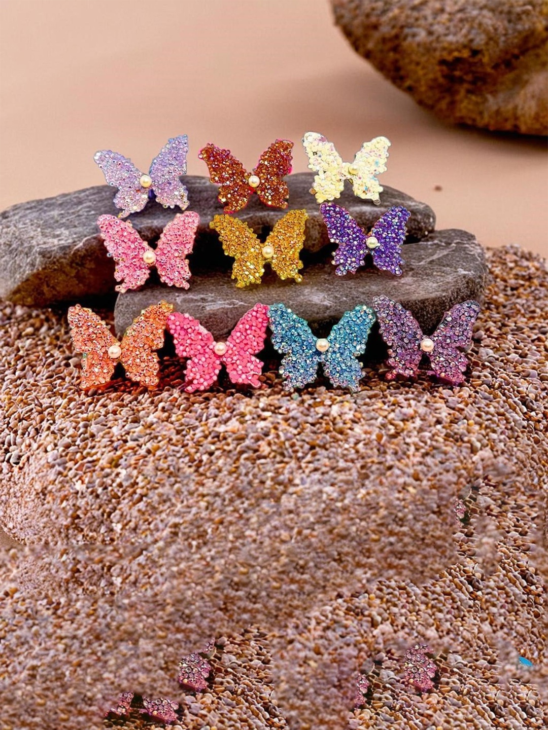

MANSIYAORANGE Girls Set Of 10 Embellished Alligator Hair Clip, Purple