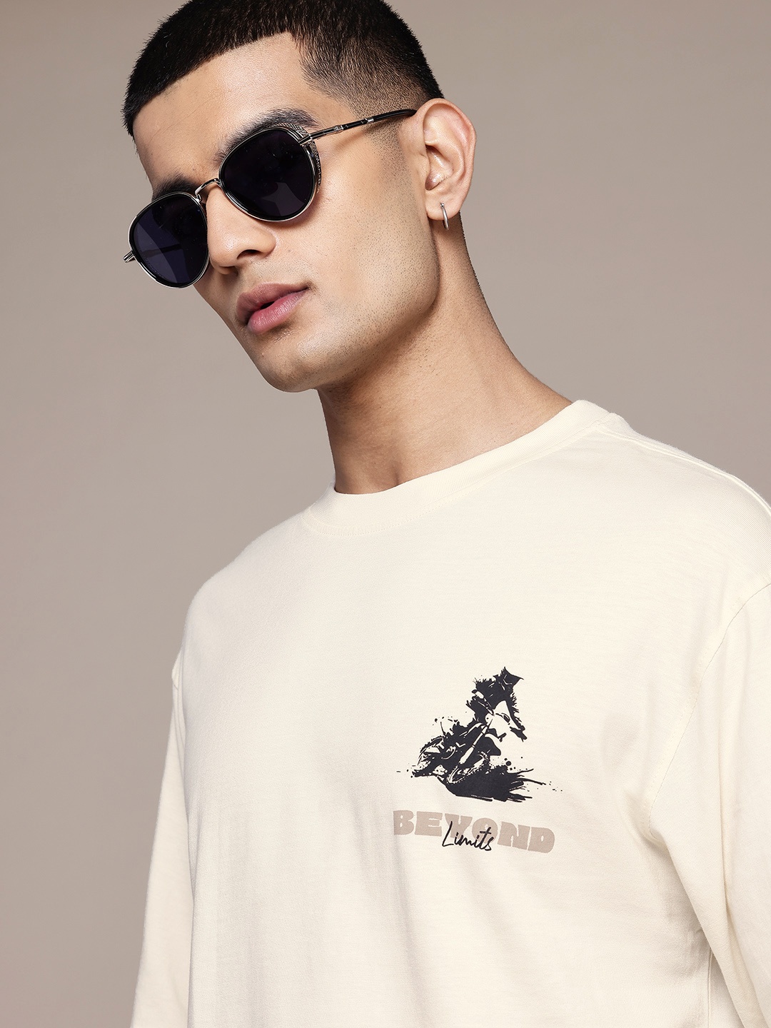 

The Roadster Lifestyle Co. Pure Cotton Relaxed T-shirt, Cream
