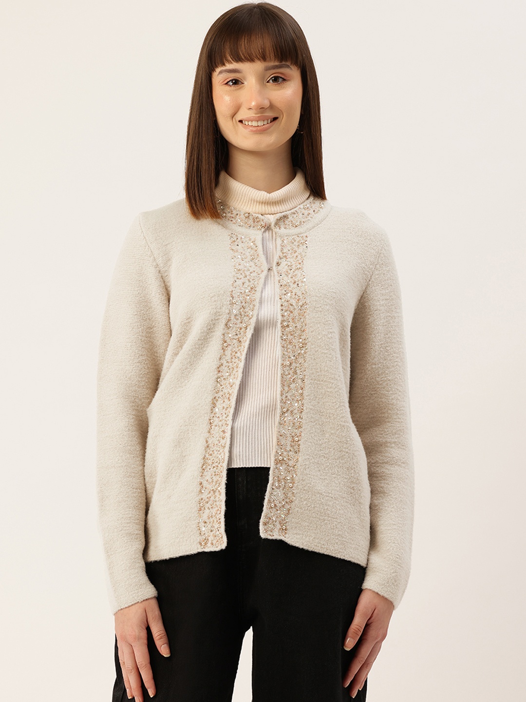 

APSLEY Cardigan with Embellished Detail, Beige