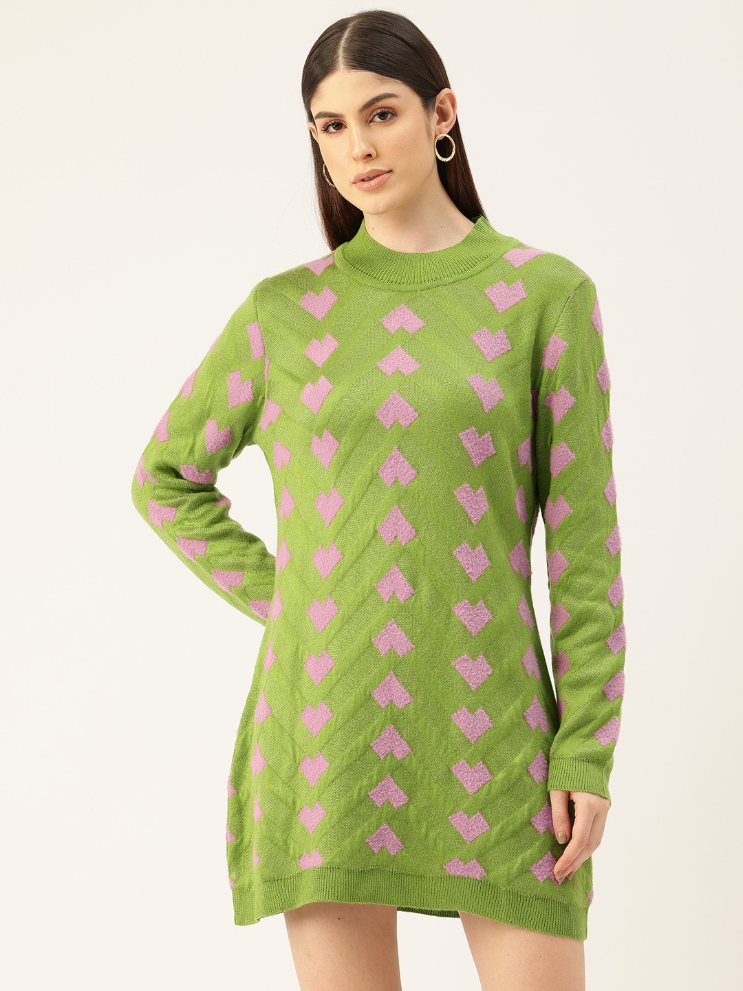 

APSLEY Conversational A-Line Sweater Dress, Green