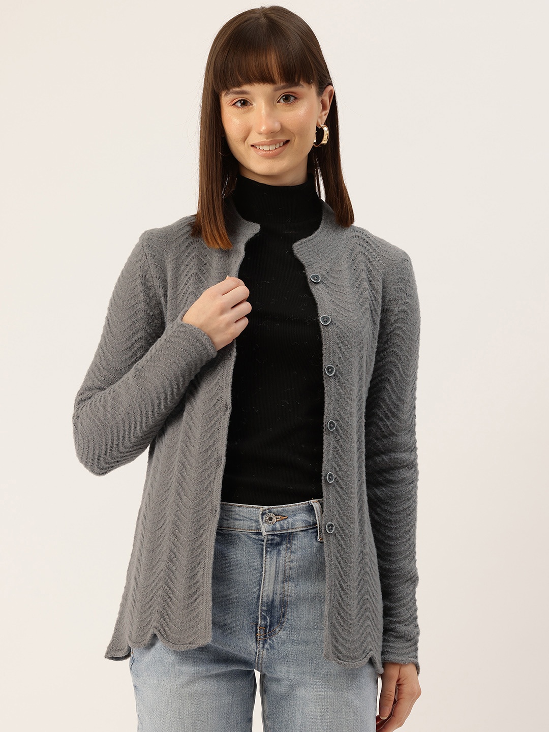 

APSLEY Self Design Cardigan, Grey
