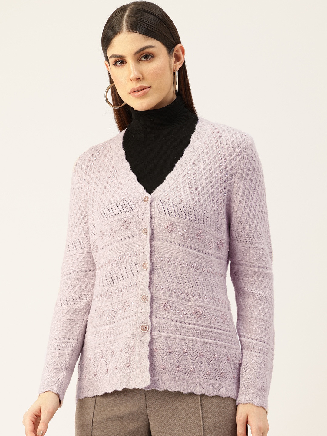 

APSLEY Cardigan with Embellished Detail, Mauve