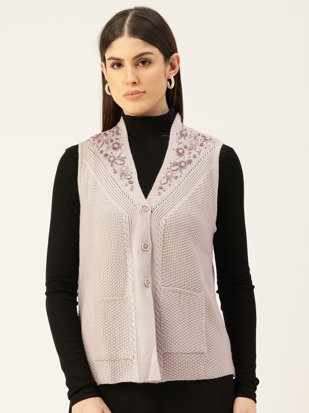 

APSLEY Sweater Vest with Embellished Detail, Beige