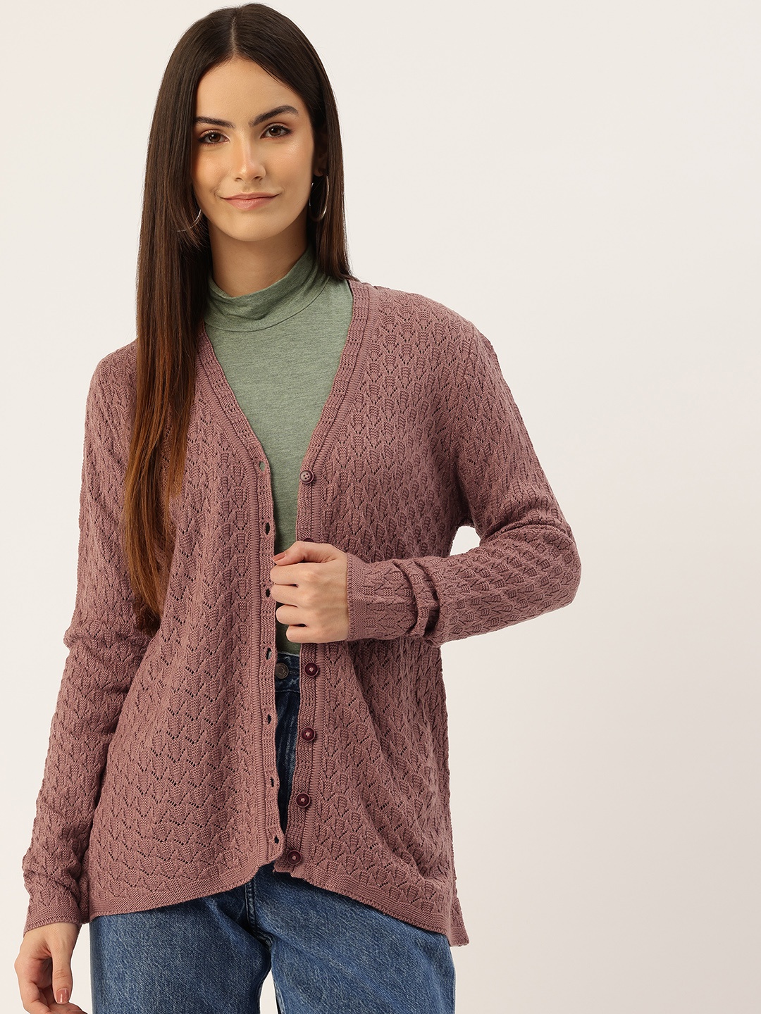 

APSLEY Open Knit Cardigan, Pink