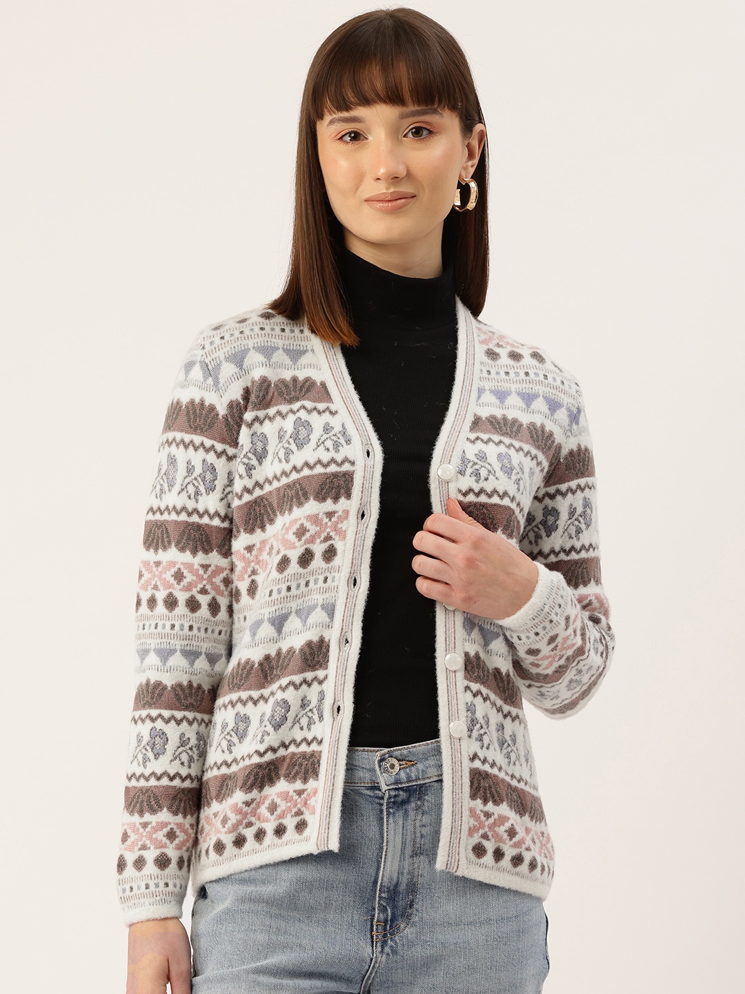 

APSLEY Floral Cardigan, Off white