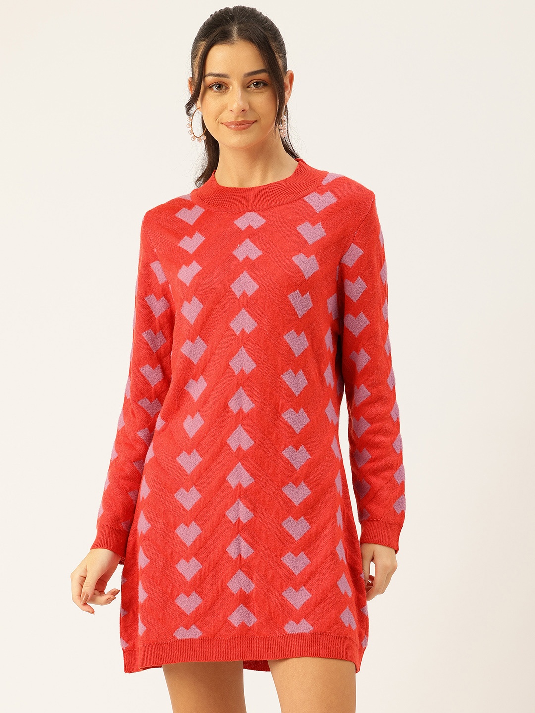 

APSLEY Conversational A-Line Sweater Dress, Orange