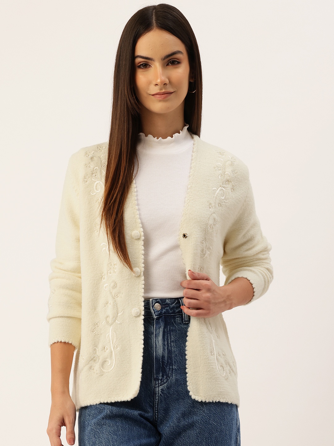 

APSLEY Cardigan with Embellished Detail, Off white