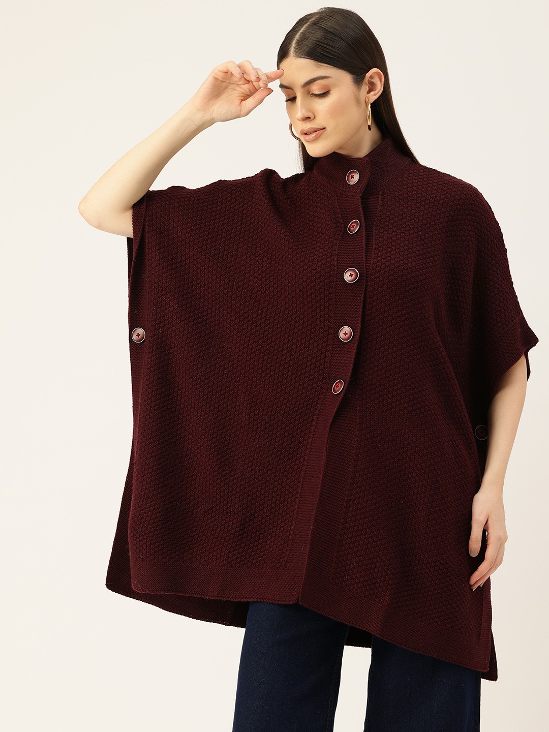 

APSLEY Open Knit Longline Sweater, Burgundy