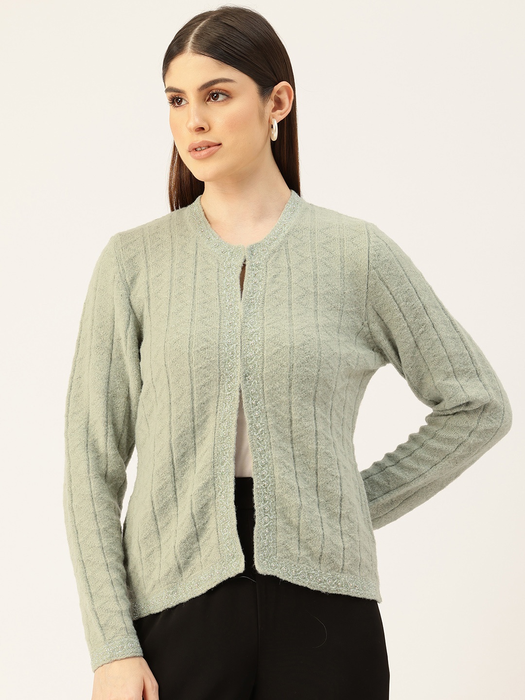 

APSLEY Cardigan with Embellished Detail, Green