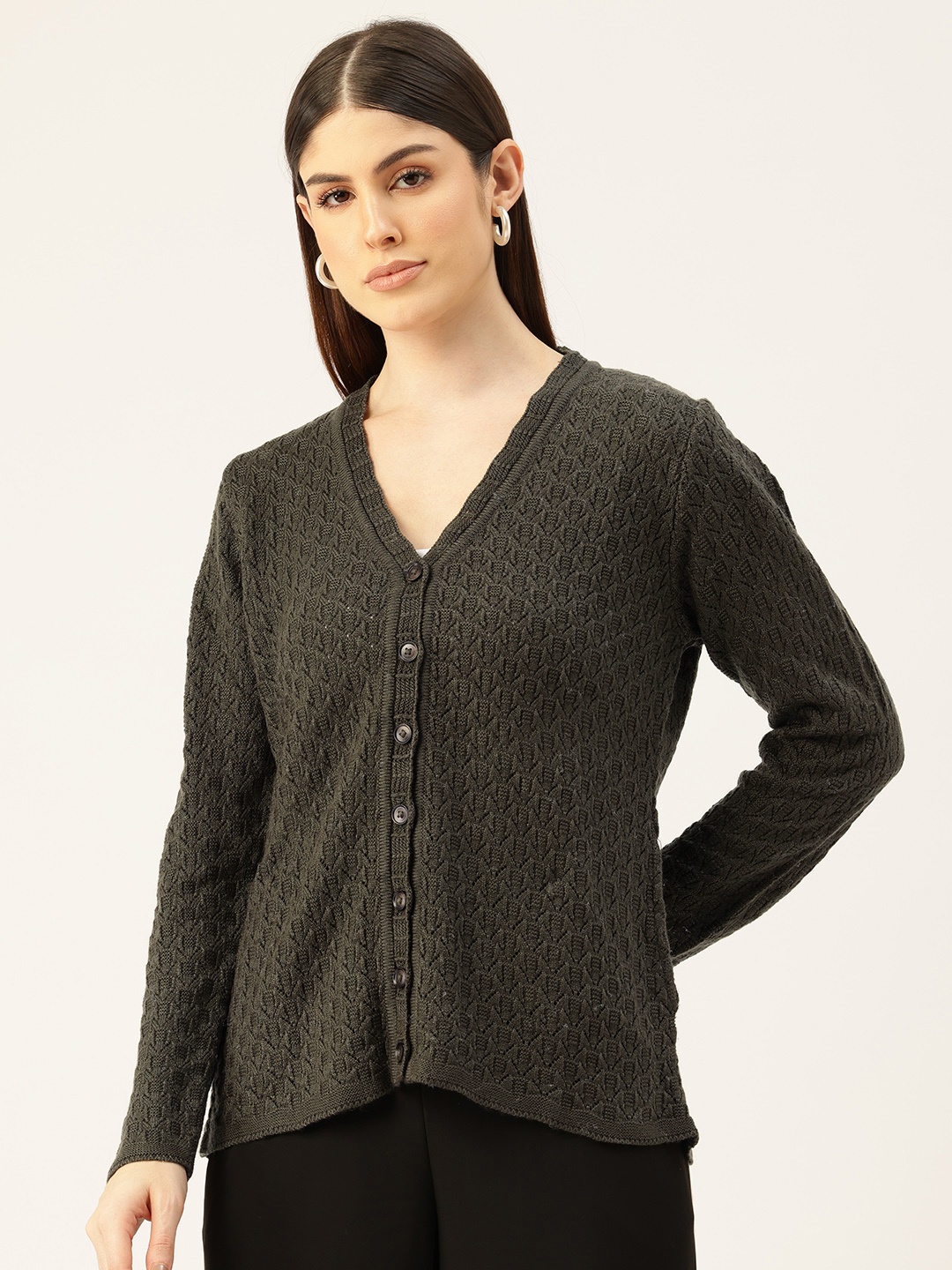 

APSLEY Self Design Cardigan, Olive