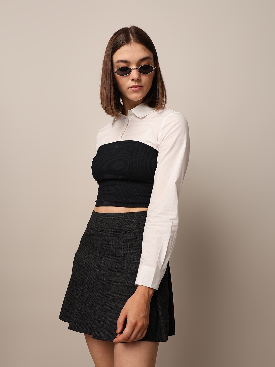 

ONLY Women Solid Shirt Collar Cotton Top, White