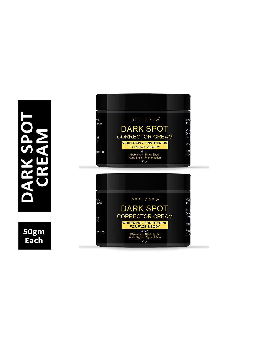 

Desi Crew Set Of 2 Dark Spot Corrector Cream With Almond Oil-50g Each, Yellow
