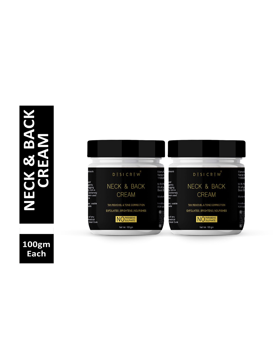 

Desi Crew Set Of 2 Neck & Back Cream With Vitamin E For Moisturization-100g Each, White