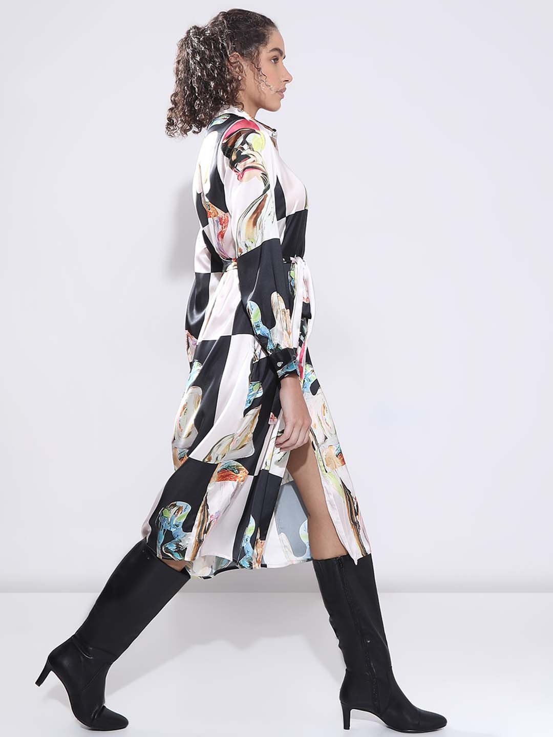 

Vero Moda Print Shirt Midi Dress, Off white